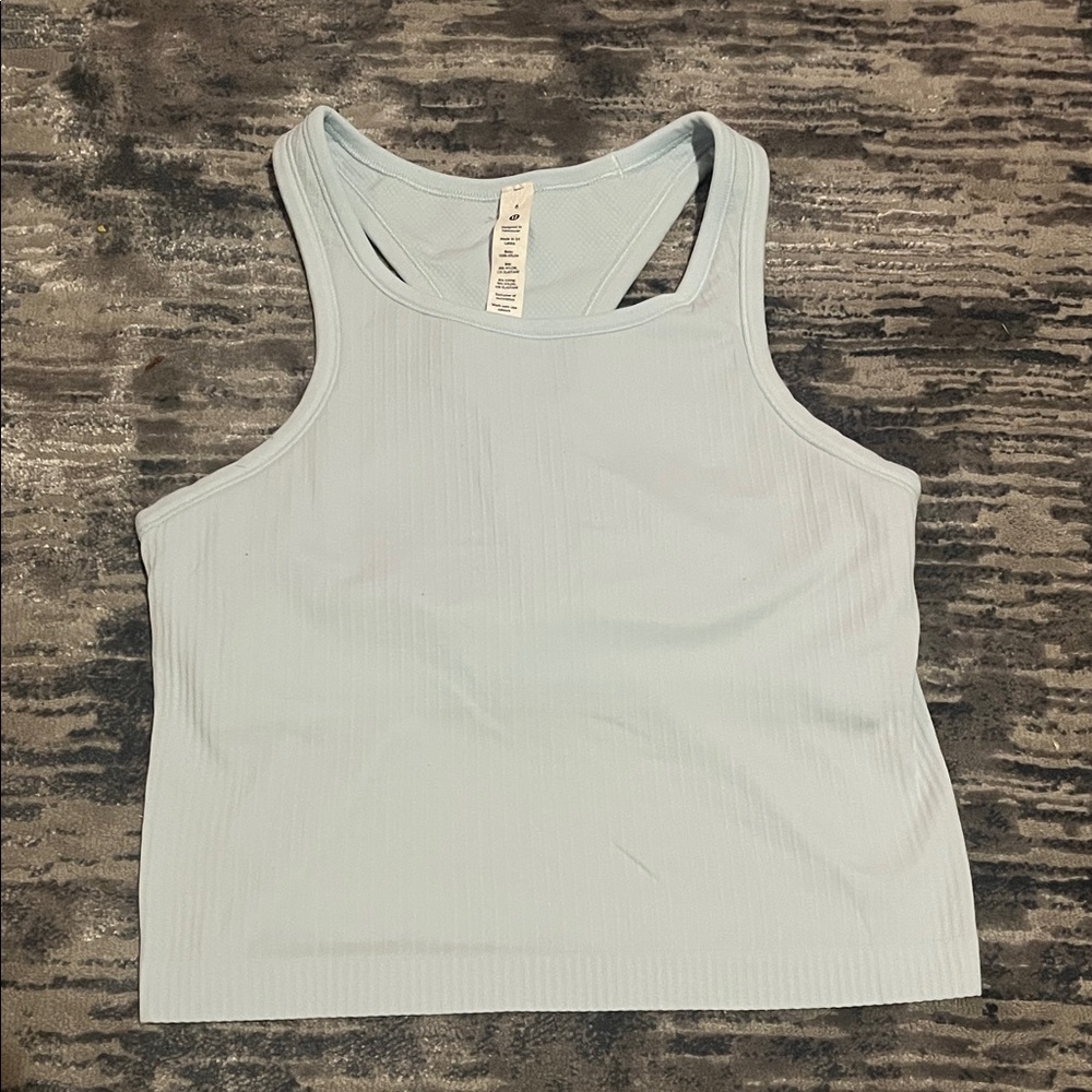 Lululemon Ebb to Street Crop Tank Top in the color Ocean Air